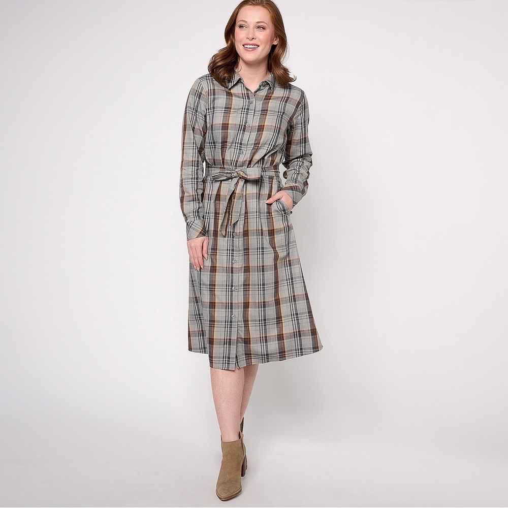 Joan Rivers Petite Plaid Boyfriend Dress - Grey (Sz PXS) A642734